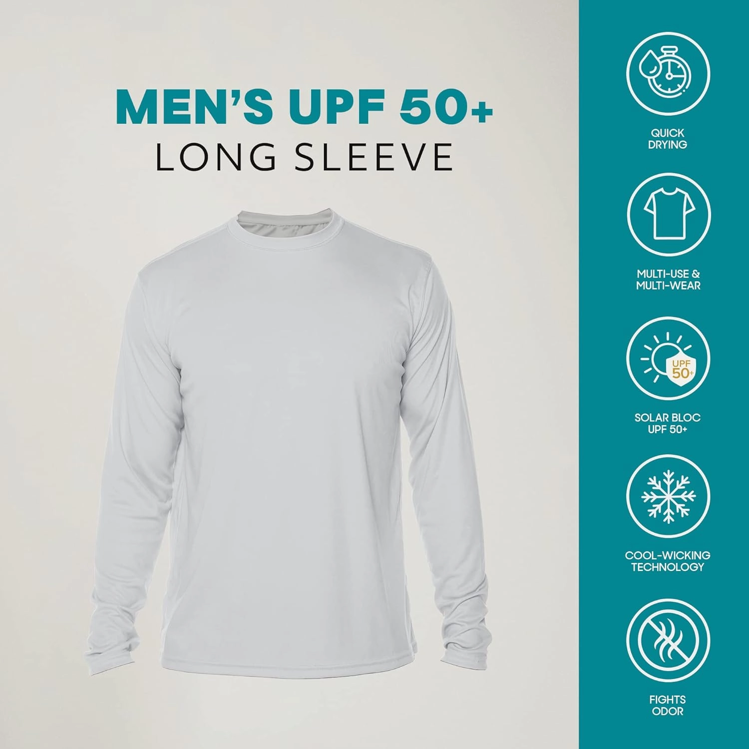 Vapor Apparel Men's Outdoor UPF 50  Long Sleeve T-Shirt, UV Sun Protection for Fishing, Running, Hiking, Swimming