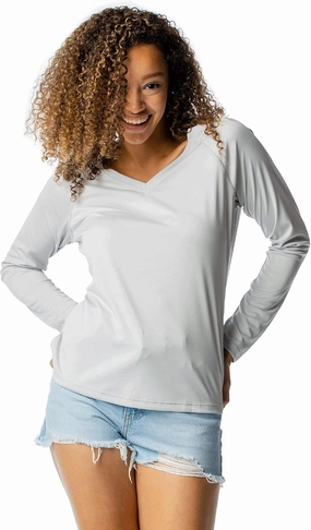 Vapor Apparel Women's V-Neck UPF 50  Sun Protection Outdoor Performance Long Sleeve T-Shirt