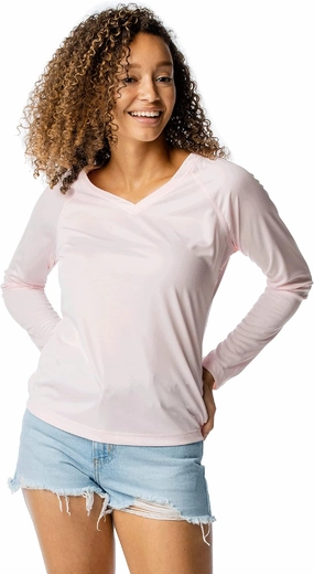 Vapor Apparel Women's V-Neck UPF 50  Sun Protection Outdoor Performance Long Sleeve T-Shirt