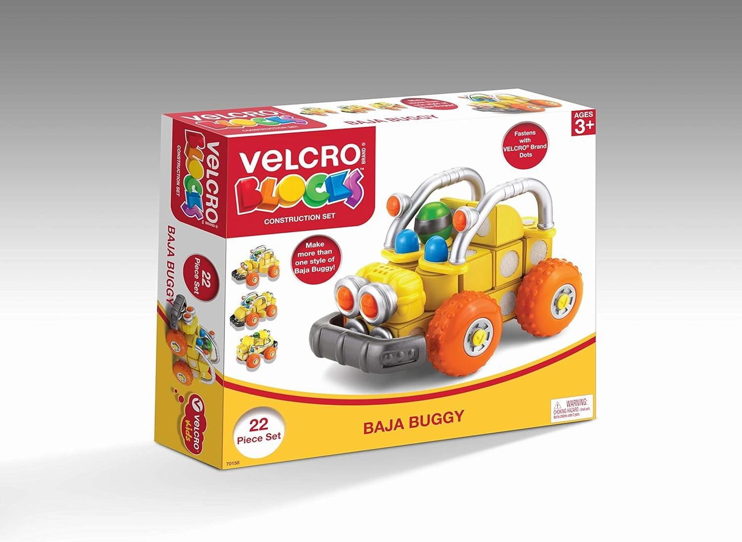 VELCRO Kids, Velcro Brand Blocks | Building Blocks, Lightweight Foam | 22 Piece, Compatible with Other Cars/Trucks | Baja Buggy, Age 3 