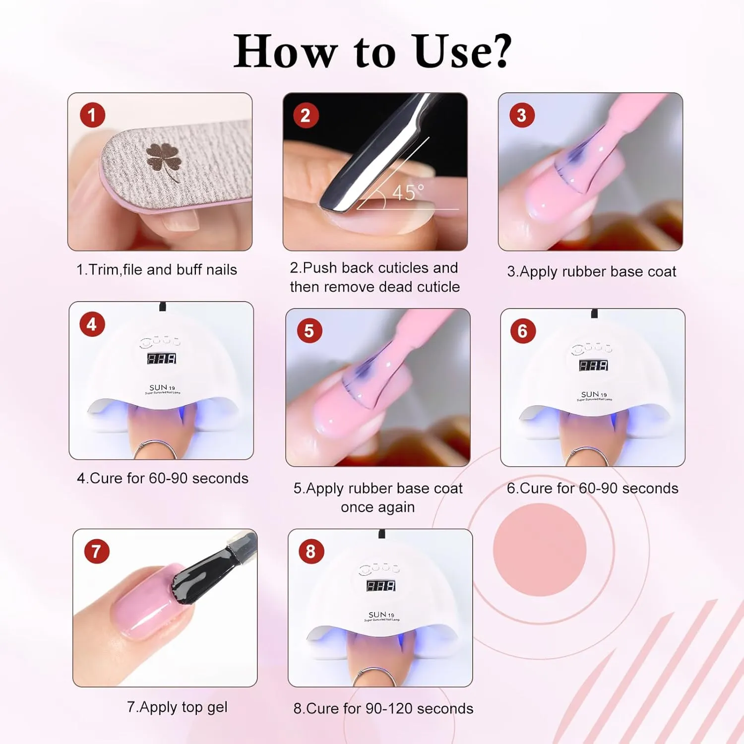 VENALISA Rubber Base Gel Nail Polish Set of 6 Colors Clear Jelly Nude Pink Rubber Base Coat Kit Transparent Soak Off UV Gel Salon Nail Art DIY at Home Manicure