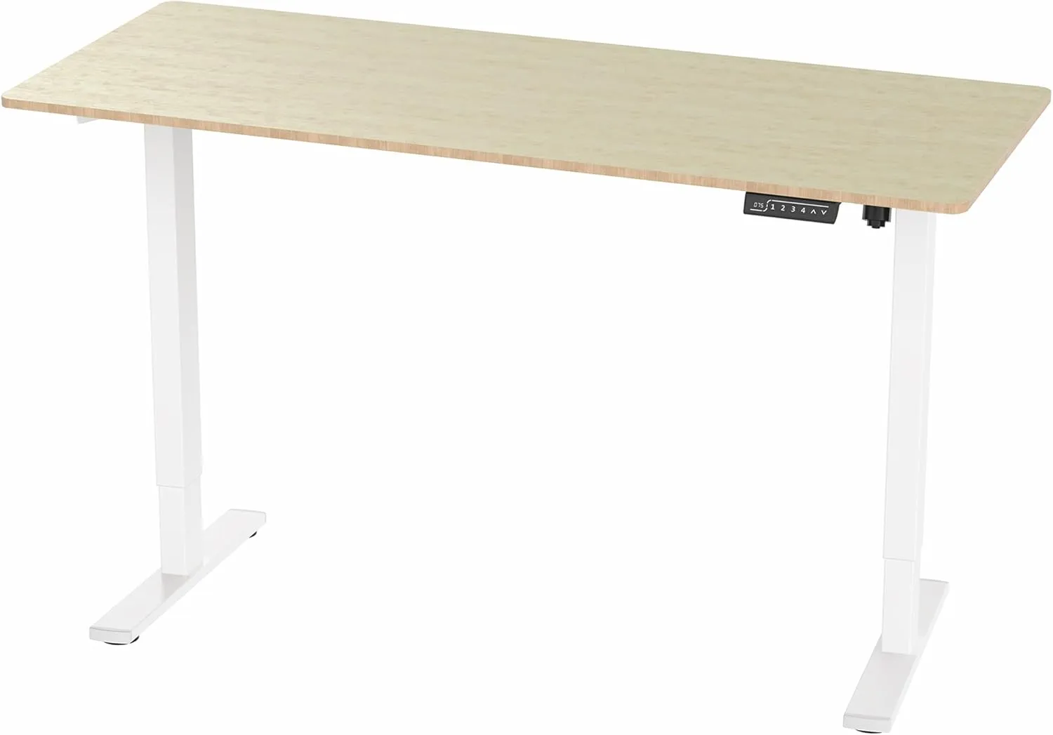VIVO Electric 60 x 24 in Real Bamboo Standing Desk, Memory Height Adjustment, 1B Series, One-Piece Top, White Frame, DESK-KIT-1W6O