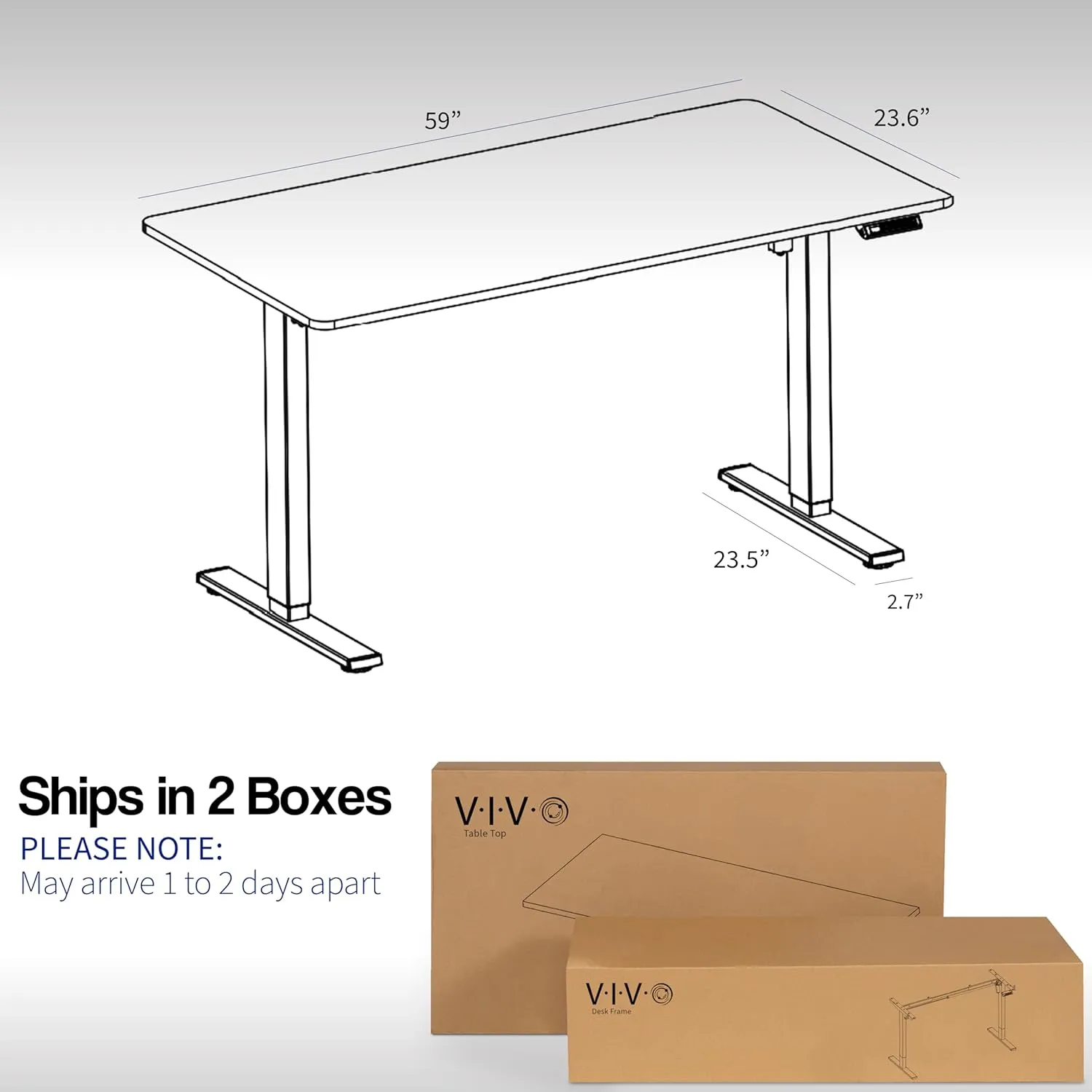 VIVO Electric 60 x 24 in Real Bamboo Standing Desk, Memory Height Adjustment, 1B Series, One-Piece Top, White Frame, DESK-KIT-1W6O