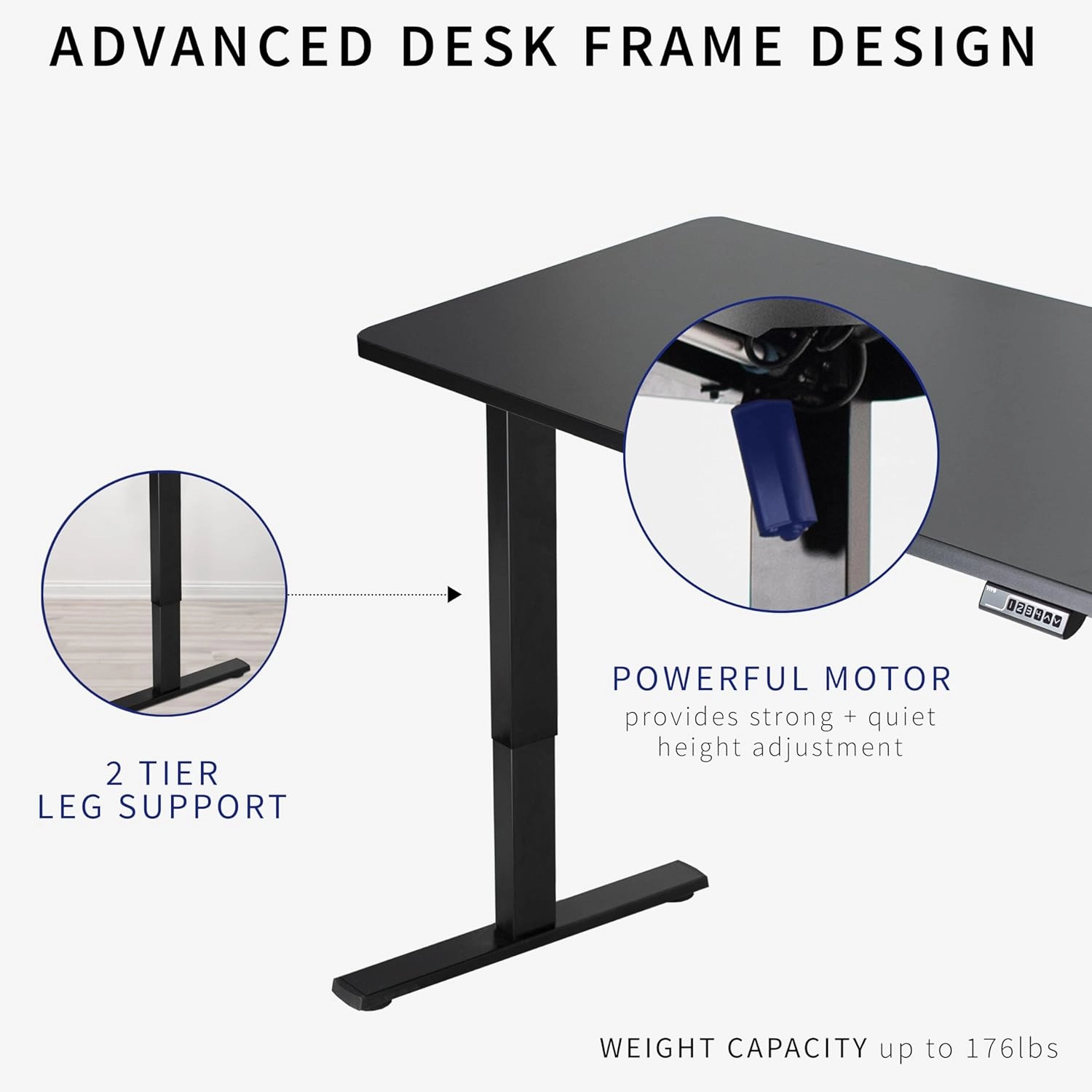 VIVO Electric 60 x 24 in Standing Desk, Memory Height Adjustment, 1B Series, One-Piece Black Top, Gray Frame, DESK-KIT-1G6B
