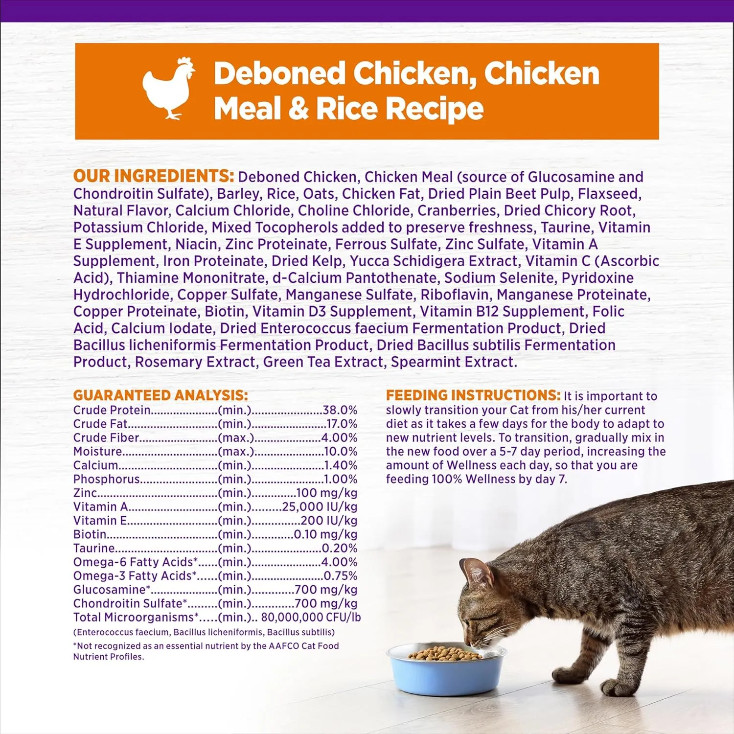 Wellness Complete Health Adult Dry Cat Food for Indoor and Outdoor Cats, Wholesome Grains, Natural, Chicken & Chicken Meal (5 Pound Bag)