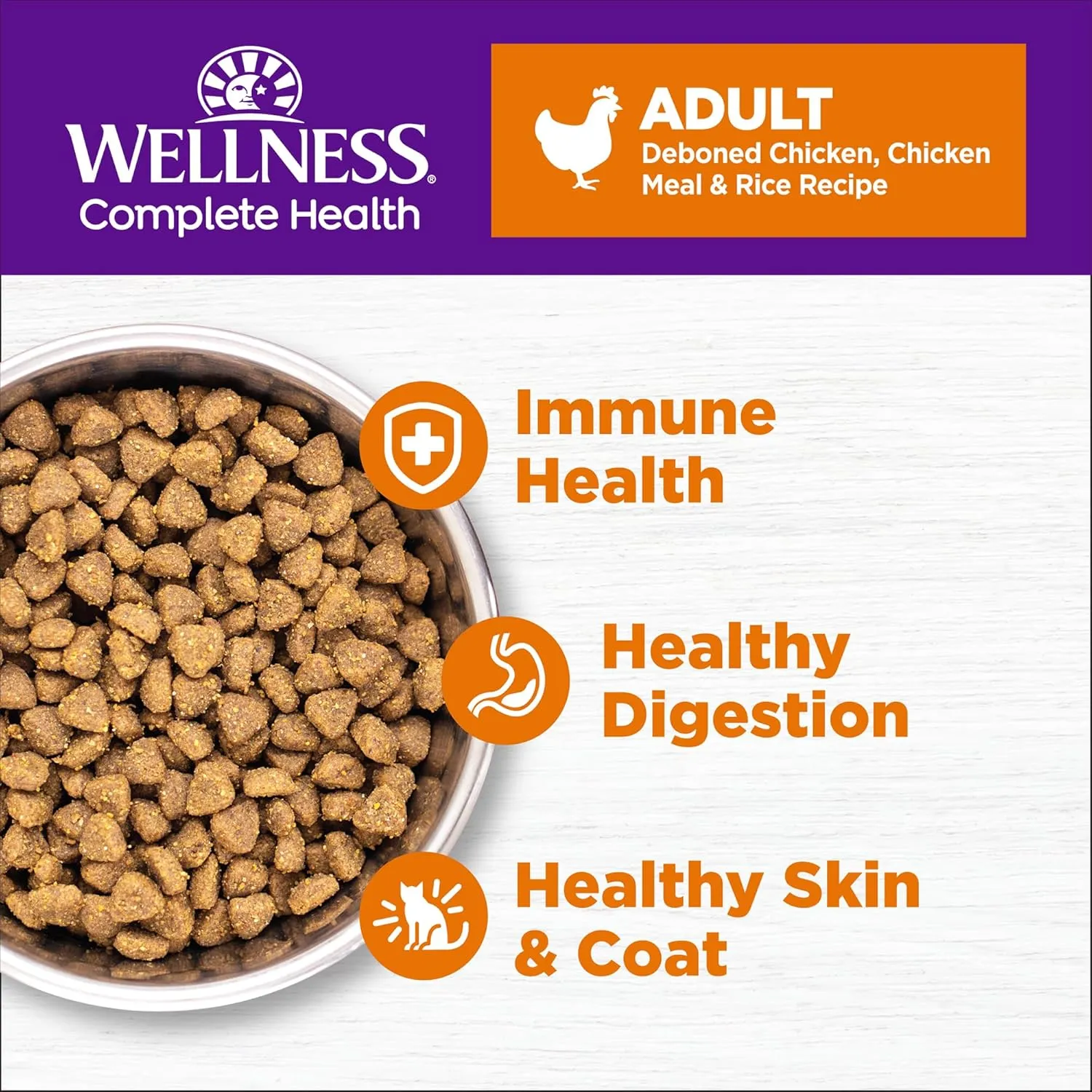 Wellness Complete Health Adult Dry Cat Food for Indoor and Outdoor Cats, Wholesome Grains, Natural, Chicken & Chicken Meal (5 Pound Bag)