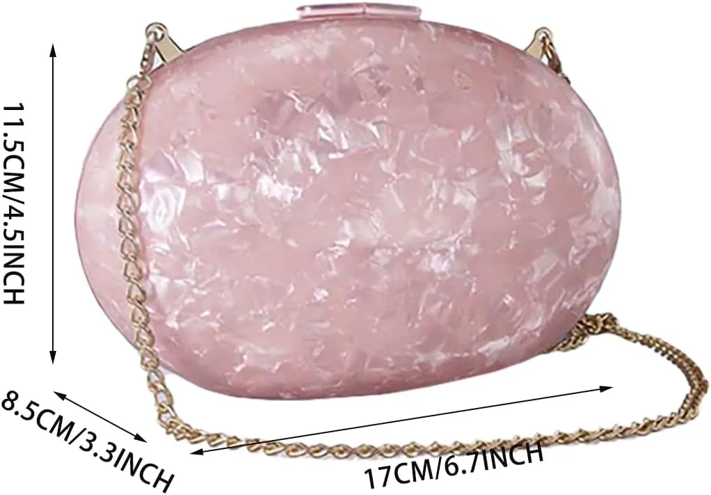 Women Acrylic Evening Clutch Bag Glitter Marble Purse Chain Shoulder Crossbody Bag for Party Prom Cocktail Wedding