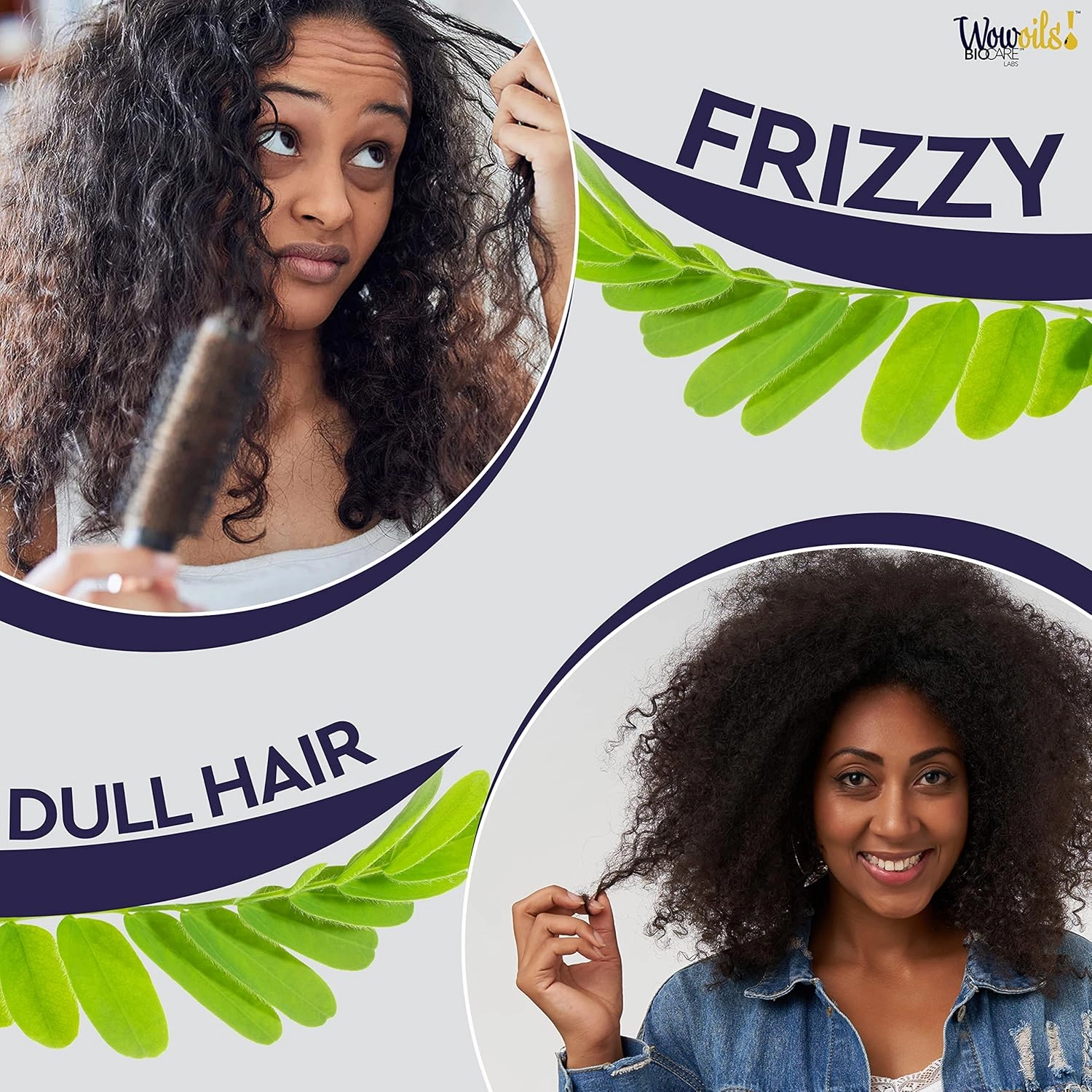 WowOils! Pure Amla, Argan, Abyssinian Hair Oil for Enhanced Growth, Hair Thickening, Comprehensive Care for Split Ends, Dry and Damaged Hair - Ultimate Frizz Control & Scalp Nourishment, 4.6 Oz