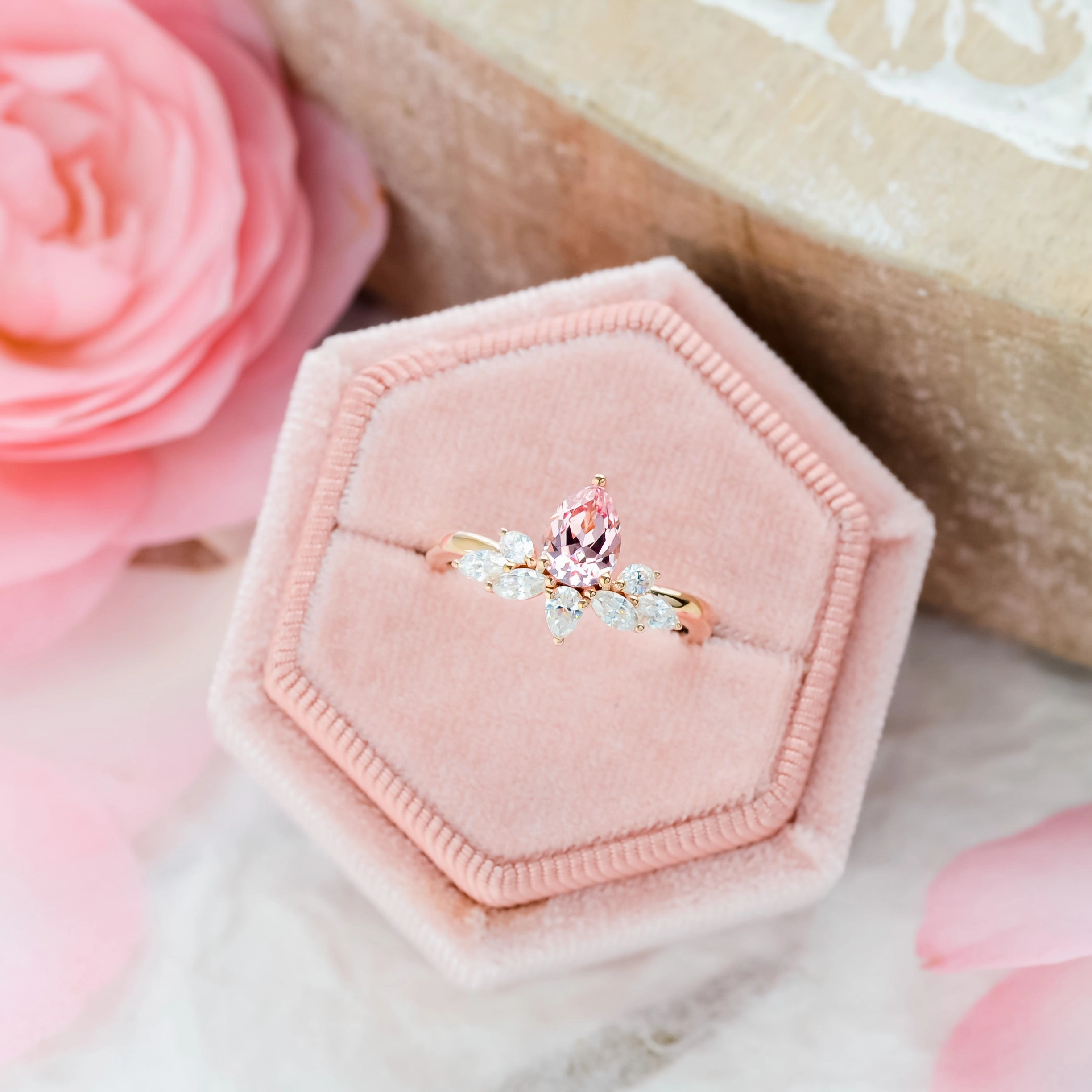 Wren | Cultured Rosé Sapphire Water Lily Ring