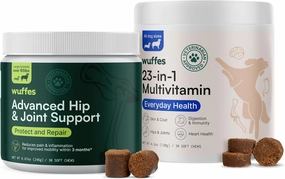 Wuffes Hip and Joint Supplement for Large Breeds and 23-in-1 Multivitamin Bundle