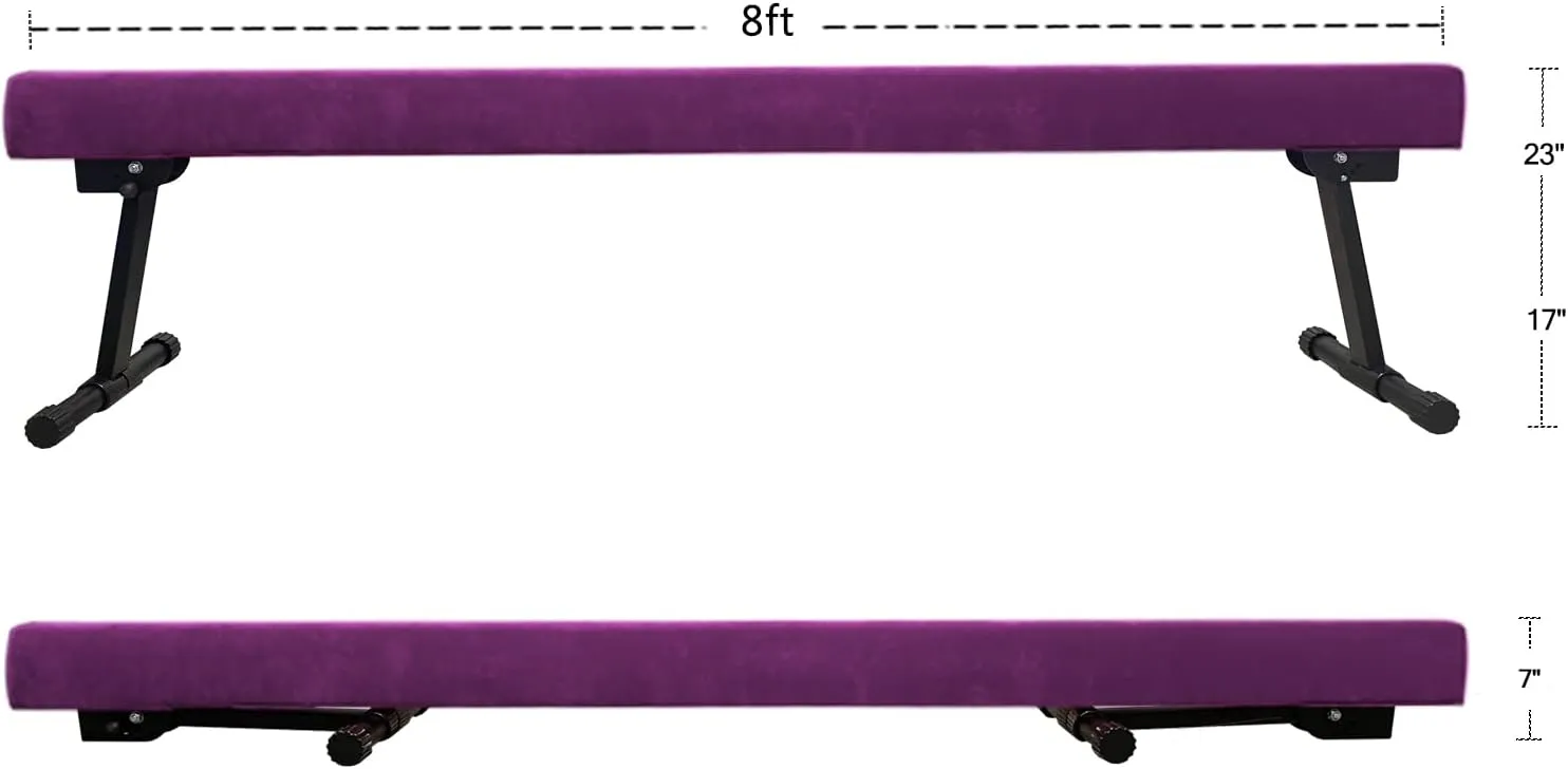 YANGG 6FT/8FT Gymnastic Balance Beam,Adjustable High and Low Level Floor Beam - Highly Stable - Gym Practice Training Equipment for Kids Children Girls Home