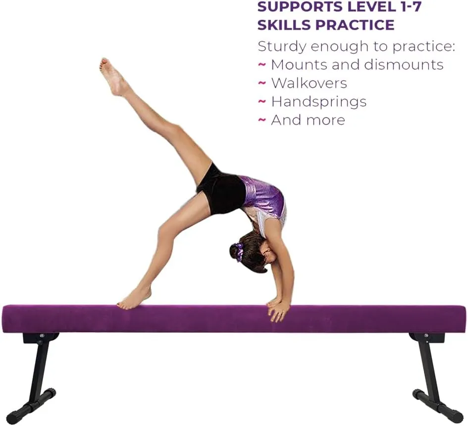 YANGG 6FT/8FT Gymnastic Balance Beam,Adjustable High and Low Level Floor Beam - Highly Stable - Gym Practice Training Equipment for Kids Children Girls Home