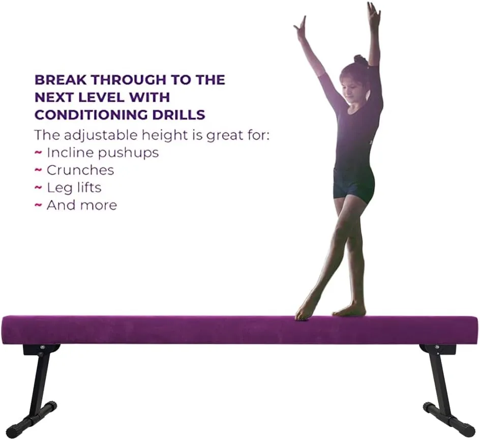 YANGG 6FT/8FT Gymnastic Balance Beam,Adjustable High and Low Level Floor Beam - Highly Stable - Gym Practice Training Equipment for Kids Children Girls Home