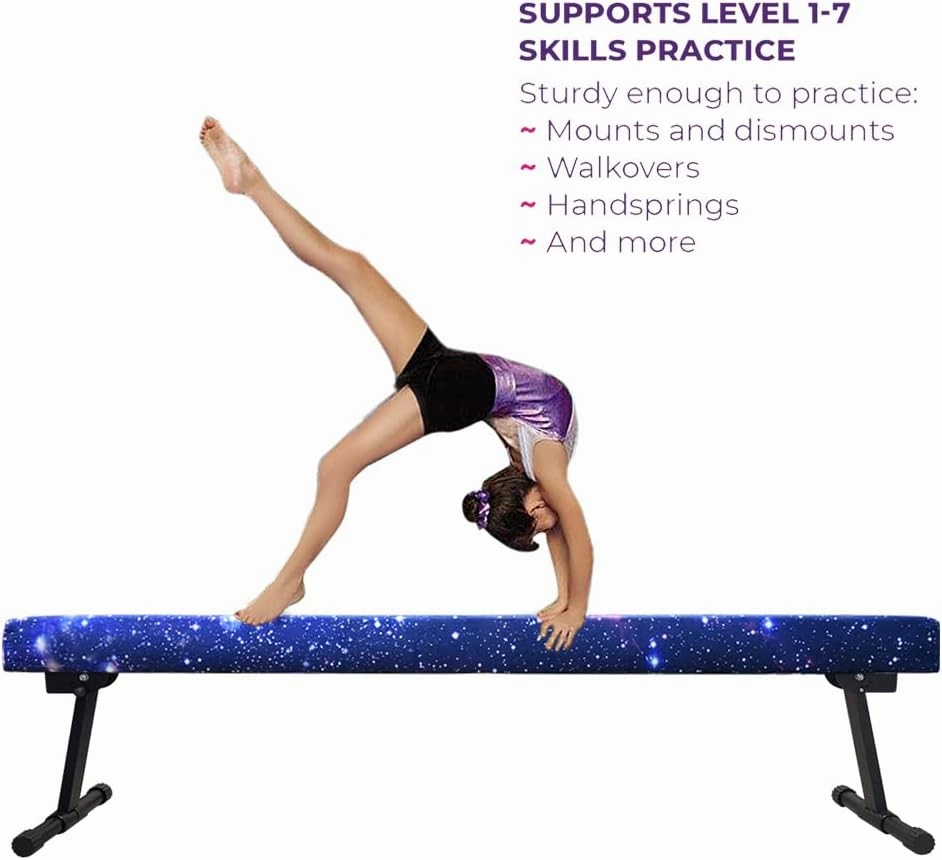 YANGG 6FT/8FT Gymnastic Balance Beam,Adjustable High and Low Level Floor Beam - Highly Stable - Gym Practice Training Equipment for Kids Children Girls Home