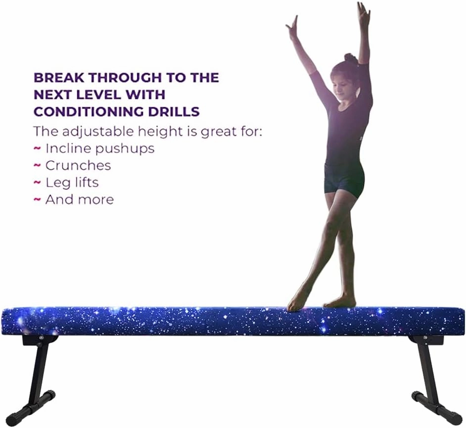 YANGG 6FT/8FT Gymnastic Balance Beam,Adjustable High and Low Level Floor Beam - Highly Stable - Gym Practice Training Equipment for Kids Children Girls Home