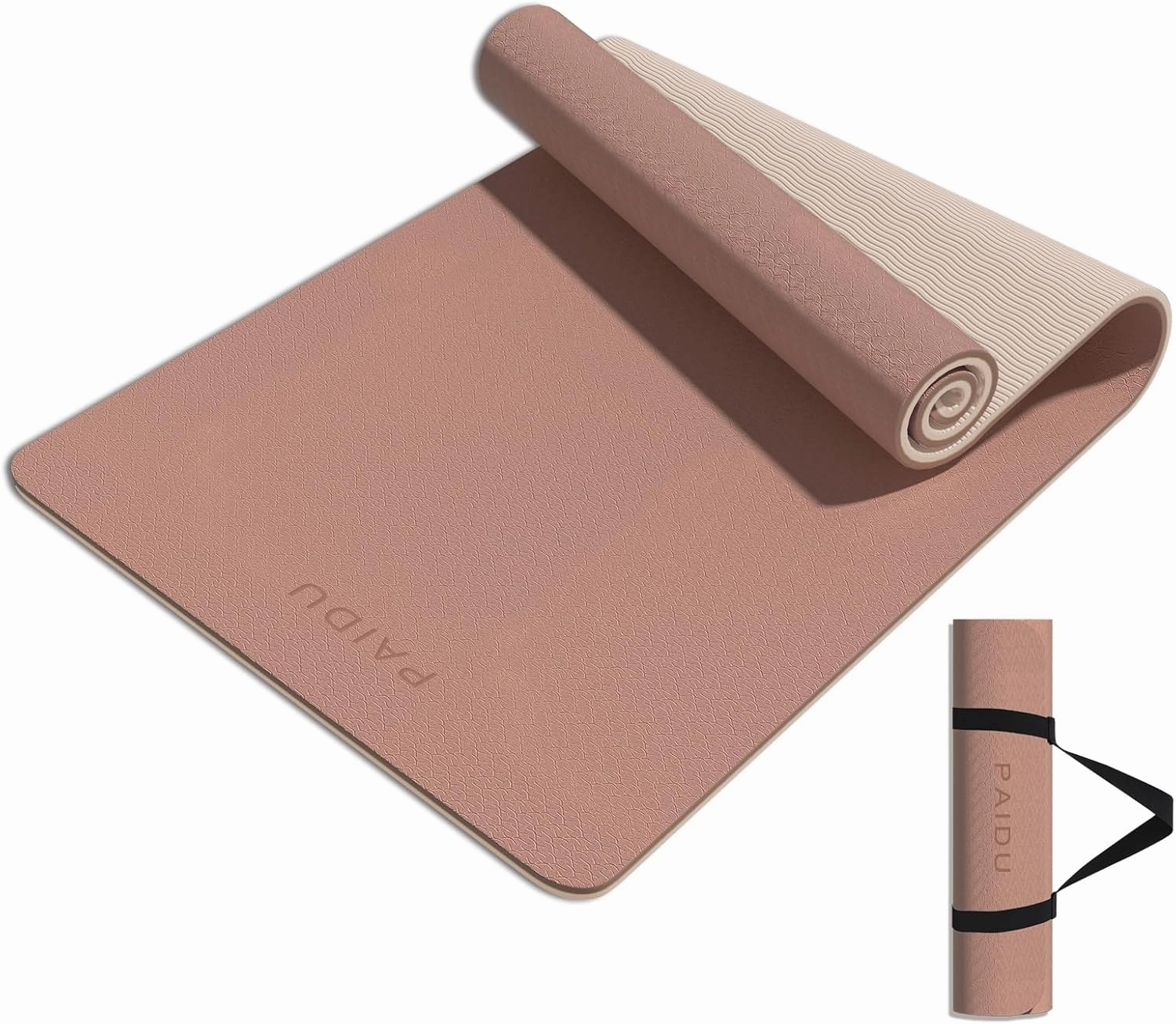 Yoga Mat 8mm Super Thick TPE Fitness Exercise Mat, Non-Slip, Odorless and Tear Resistant, Unisex, With Strap, Suitable for Yoga, Pilates, Meditation, Home Floor Exercise