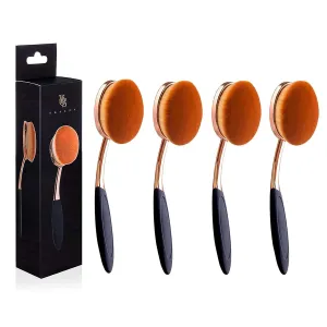Yoseng Oval Foundation Brush Second Largest Toothbrush makeup brushes Fast Flawless Application Liquid Cream Powder Foundation (4 pack)