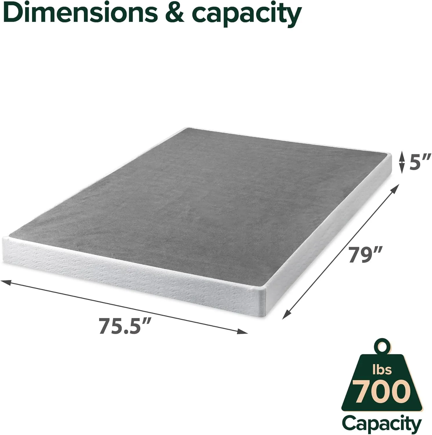 ZINUS 5 Inch Metal Smart Box Spring with Quick Assembly, Mattress Foundation, Strong Metal Frame, Easy Assembly, King
