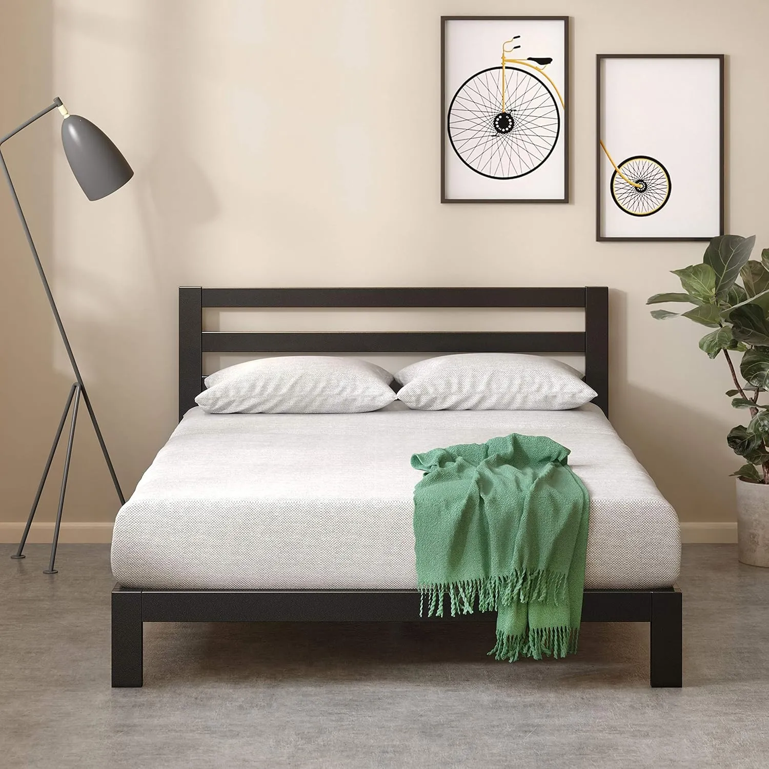 ZINUS Arnav Metal Platform Bed Frame with Headboard, Wood Slat Support, No Box Spring Needed, Easy Assembly, Full