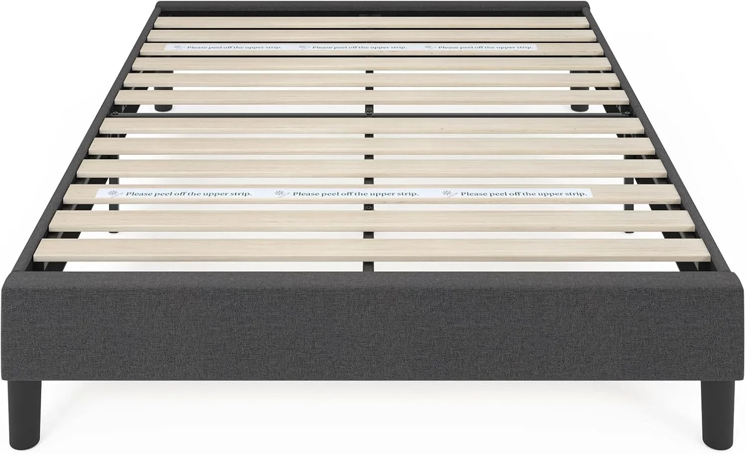 ZINUS Curtis Upholstered Platform Bed Frame, Mattress Foundation, Wood Slat Support, No Box Spring Needed, Eco Friendly WonderBox (TM) Packaging, Dark Grey, Full