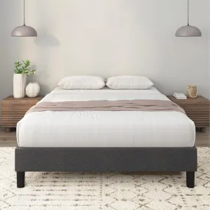 ZINUS Curtis Upholstered Platform Bed Frame, Mattress Foundation, Wood Slat Support, No Box Spring Needed, Eco Friendly WonderBox (TM) Packaging, Dark Grey, Full