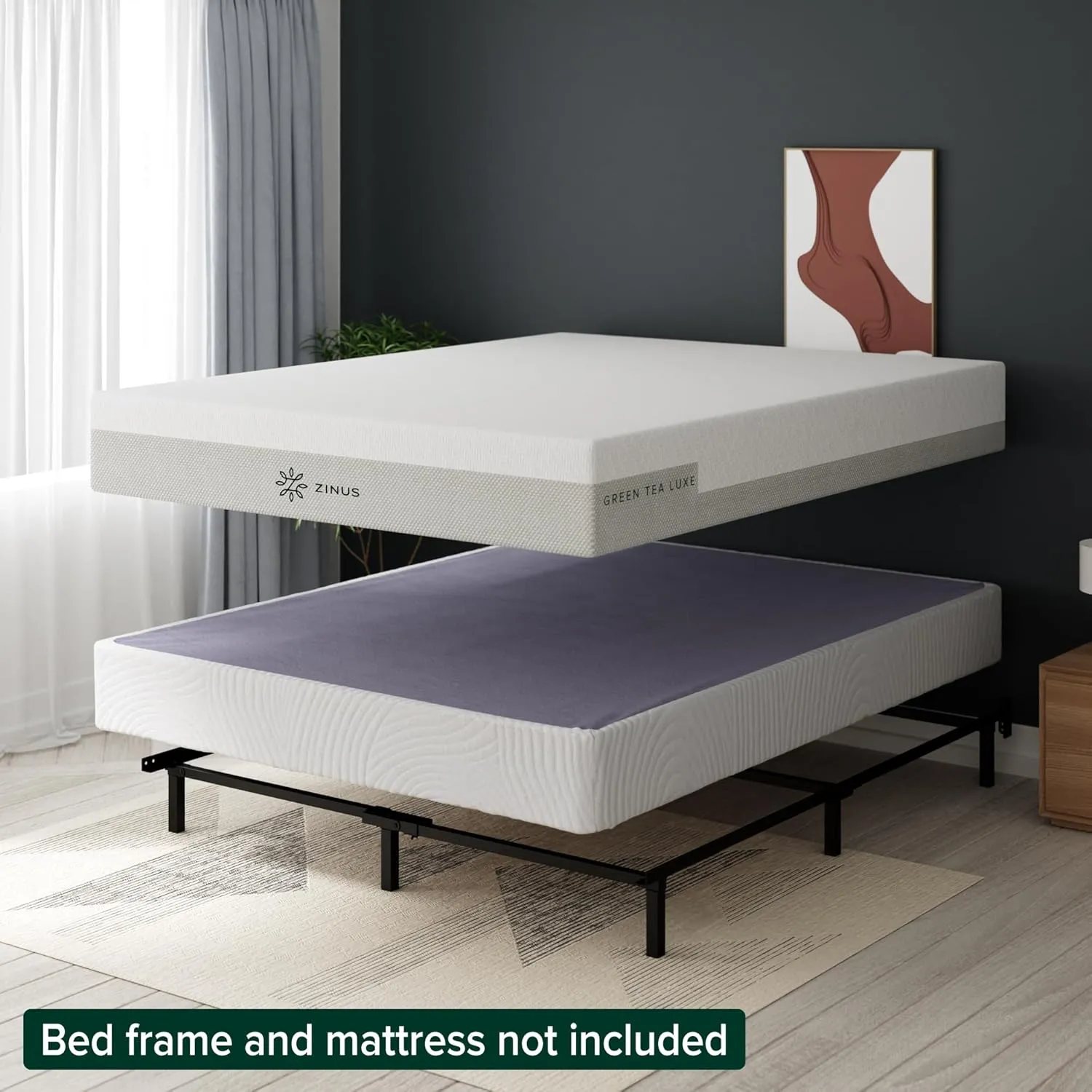 ZINUS Edgar 8 Inch Bamboo Box Spring, Mattress Foundation, Sturdy Bamboo Structure, Low Profile, Easy Assembly, Queen