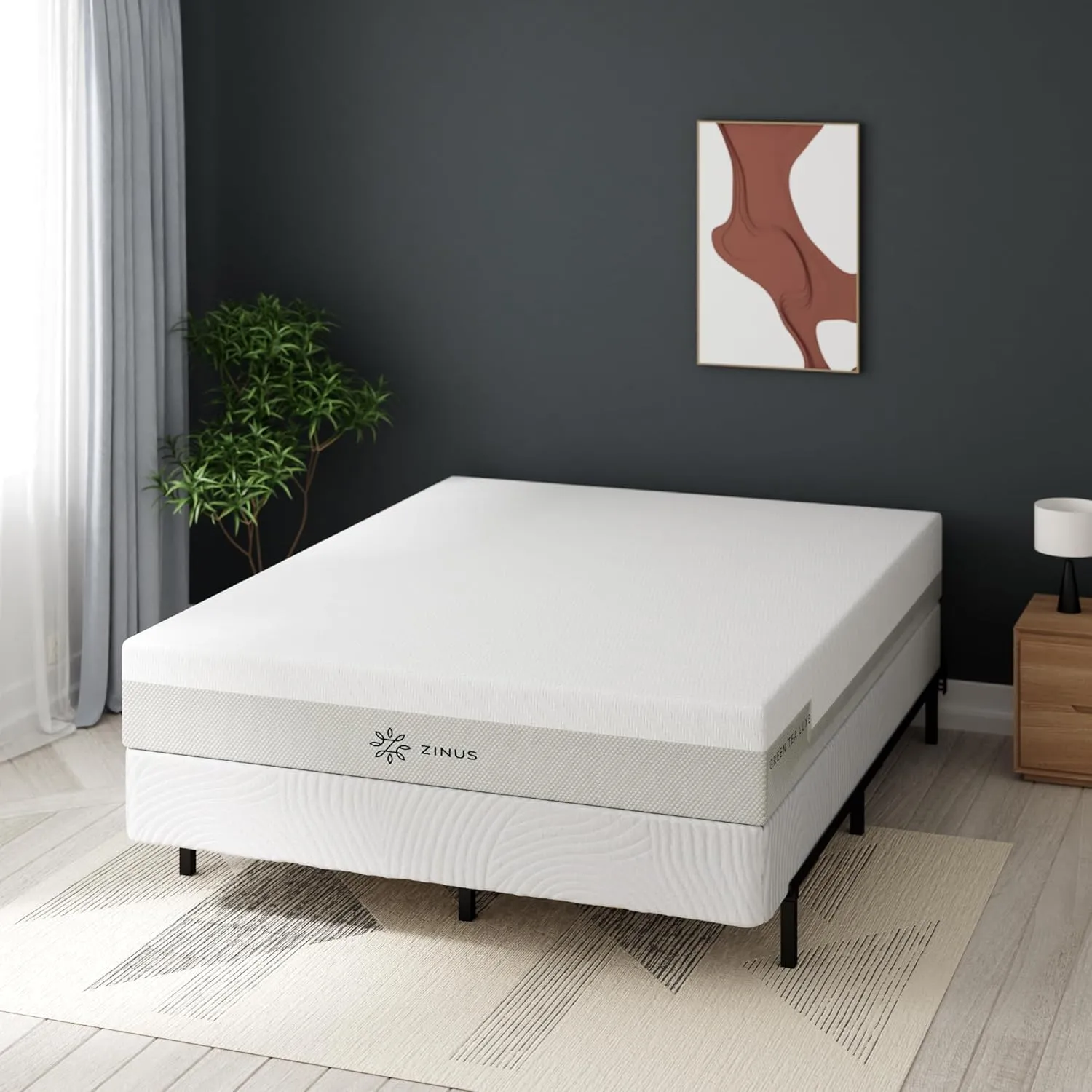 ZINUS Edgar 8 Inch Bamboo Box Spring, Mattress Foundation, Sturdy Bamboo Structure, Low Profile, Easy Assembly, Queen