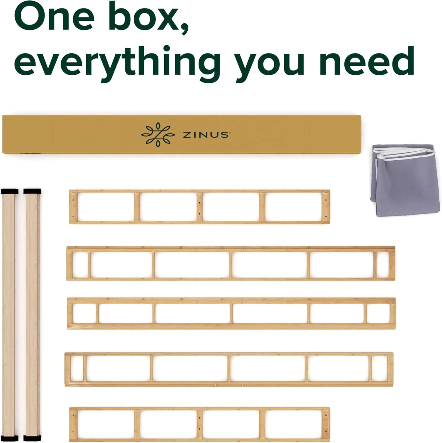 ZINUS Edgar 8 Inch Bamboo Box Spring, Mattress Foundation, Sturdy Bamboo Structure, Low Profile, Easy Assembly, Queen