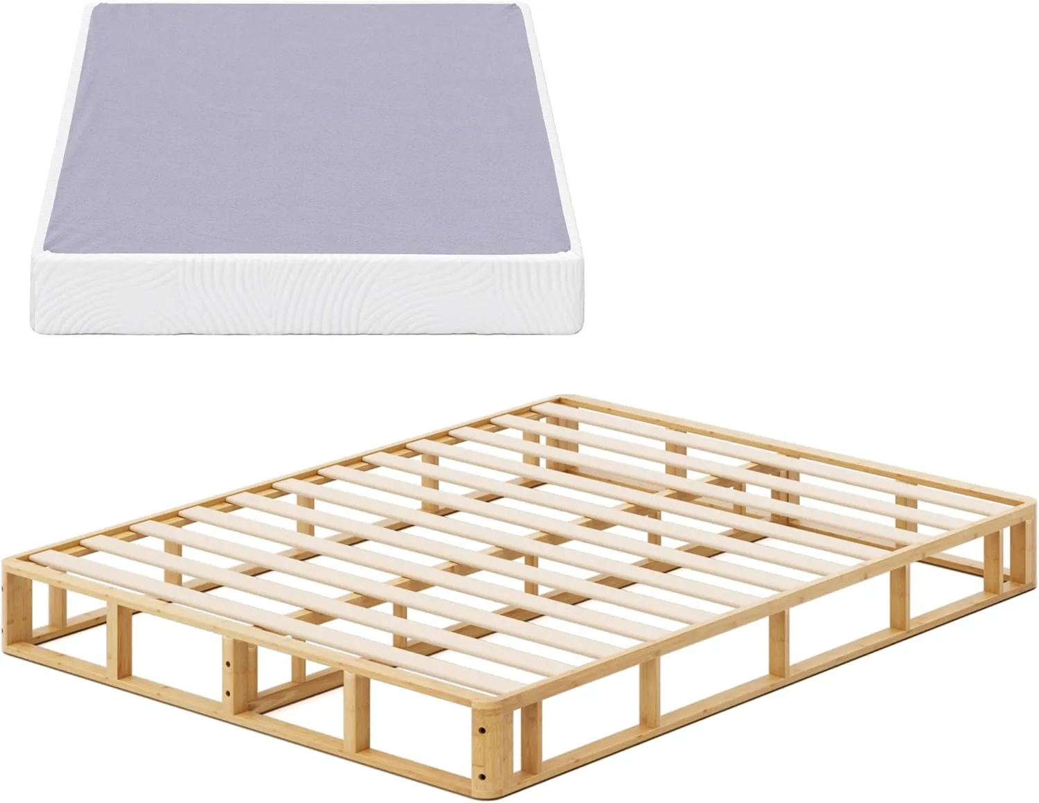 ZINUS Edgar 8 Inch Bamboo Box Spring, Mattress Foundation, Sturdy Bamboo Structure, Low Profile, Easy Assembly, Queen