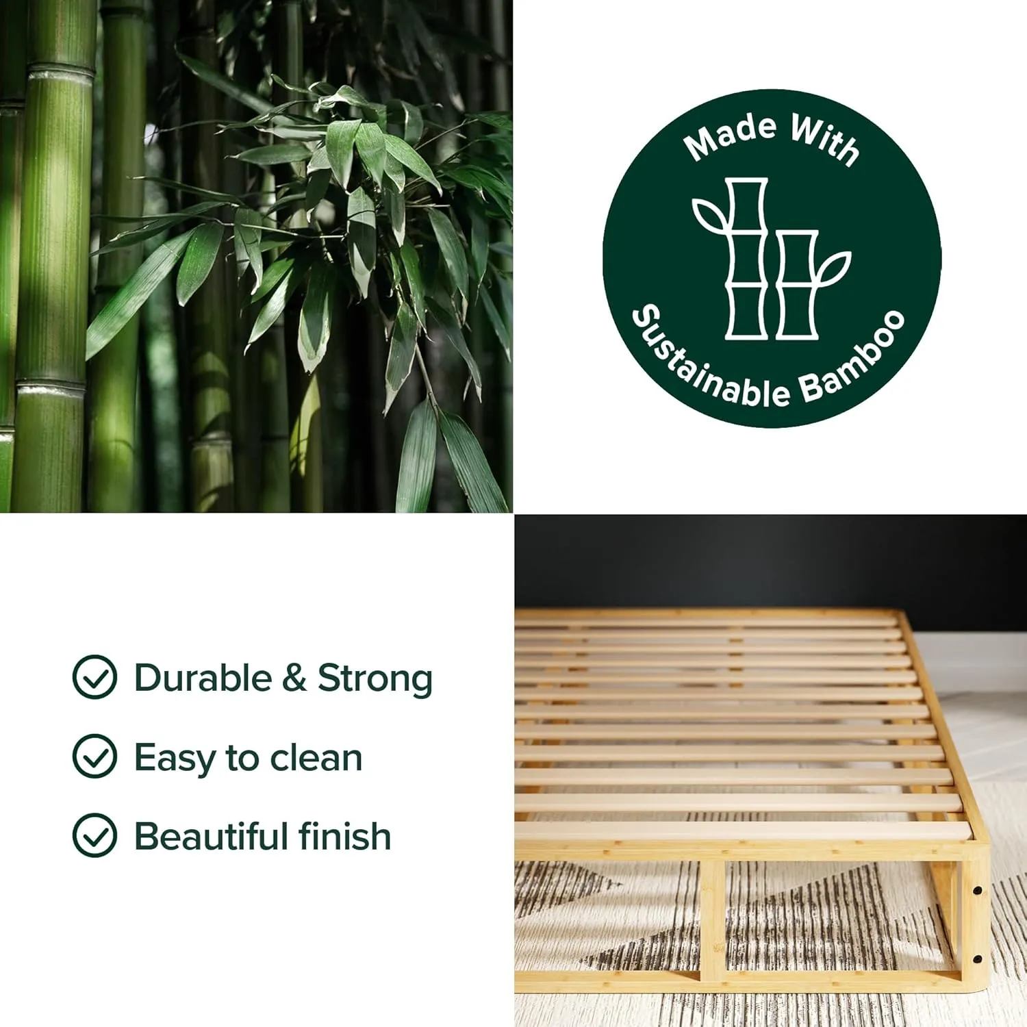 ZINUS Edgar 8 Inch Bamboo Box Spring, Mattress Foundation, Sturdy Bamboo Structure, Low Profile, Easy Assembly, Queen
