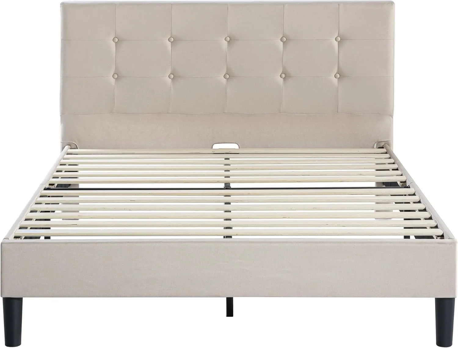ZINUS Ibidun Upholstered Platform Bed Frame, Mattress Foundation, Wood Slat Support, No Box Spring Needed, Eco Friendly WonderBox (TM), Easy Assembly, Soft Beige, Queen