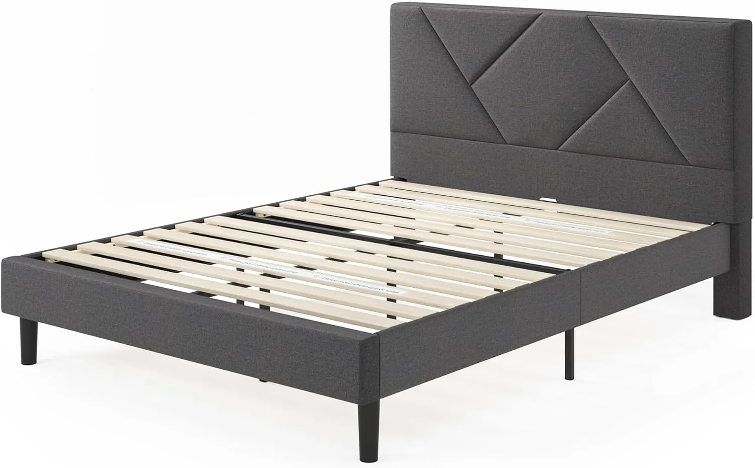 ZINUS Judy Upholstered Platform Bed Frame, Mattress Foundation, Wood Slat Support, No Box Spring Needed, Eco Friendly WonderBox (TM), Easy Assembly, Dark Grey, King
