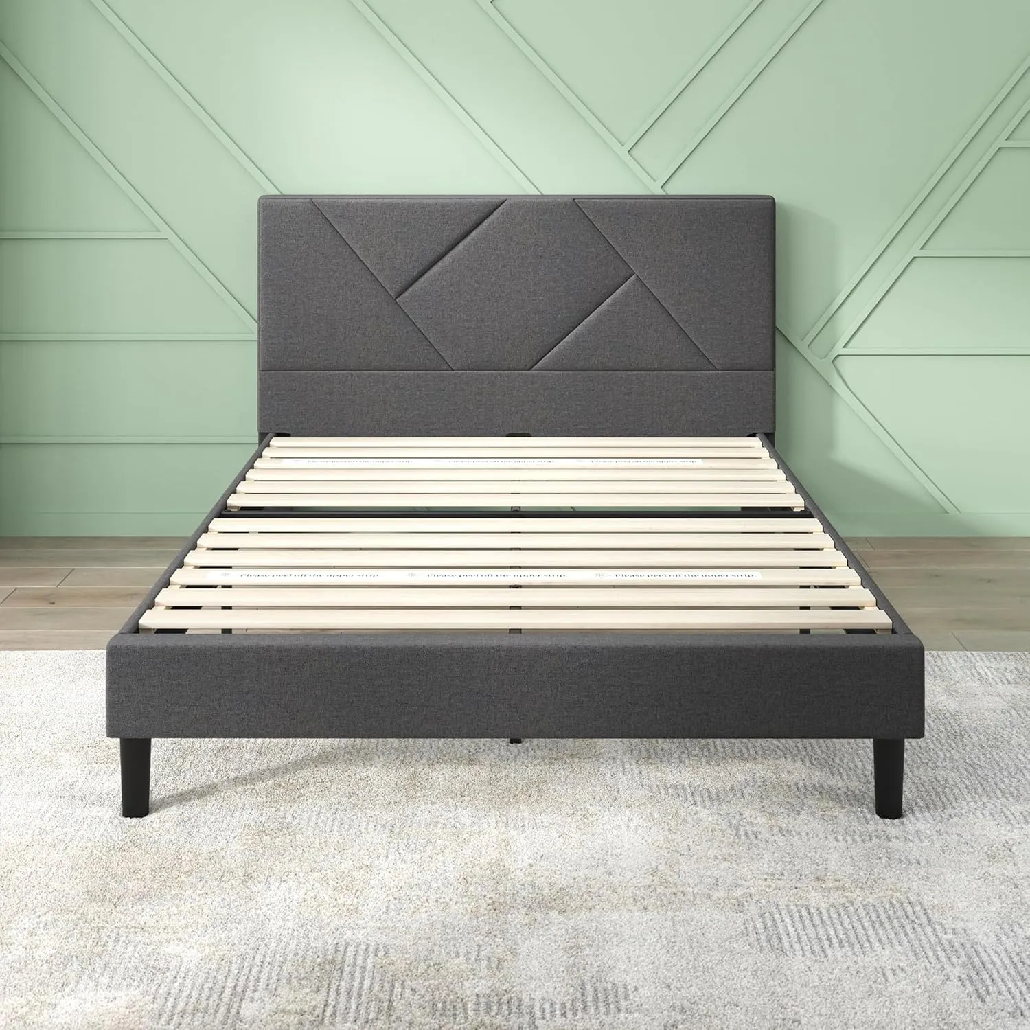 ZINUS Judy Upholstered Platform Bed Frame, Mattress Foundation, Wood Slat Support, No Box Spring Needed, Eco Friendly WonderBox (TM), Easy Assembly, Dark Grey, King