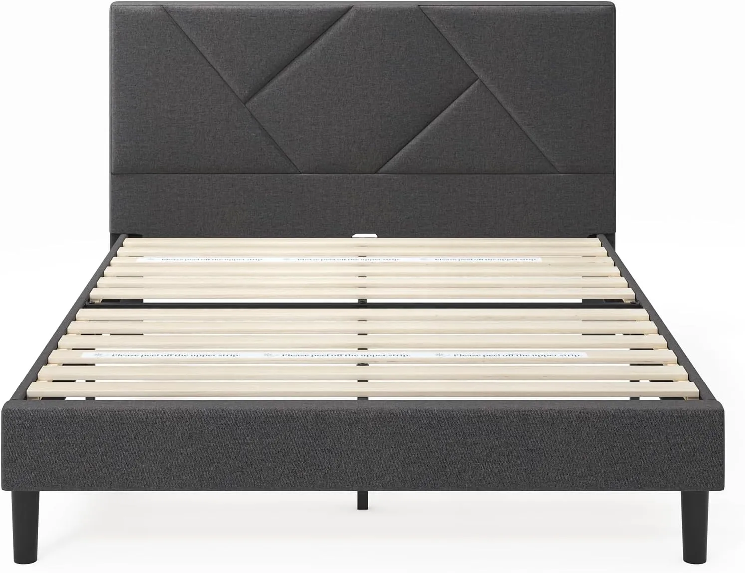 ZINUS Judy Upholstered Platform Bed Frame, Mattress Foundation, Wood Slat Support, No Box Spring Needed, Eco Friendly WonderBox (TM), Easy Assembly, Dark Grey, King