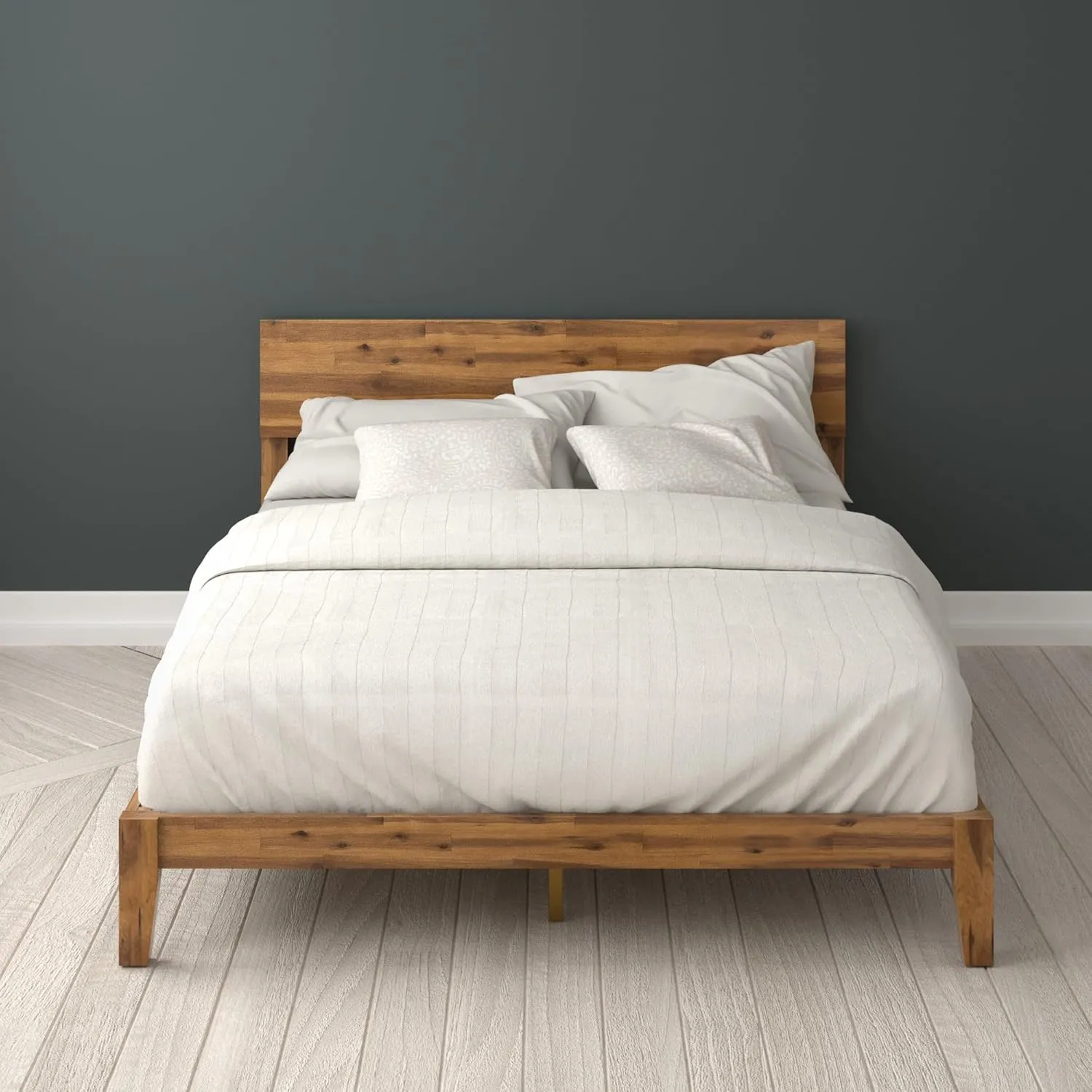 ZINUS Julia Wood Platform Bed Frame, Solid Wood Foundation with Wood Slat Support, No Box Spring Needed, Easy Assembly, Queen