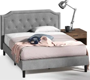ZINUS Kellen Upholstered Scalloped Platform Bed Frame, Mattress Foundation, Wood Slat Support, No Box Spring Needed, Easy Assembly, Queen