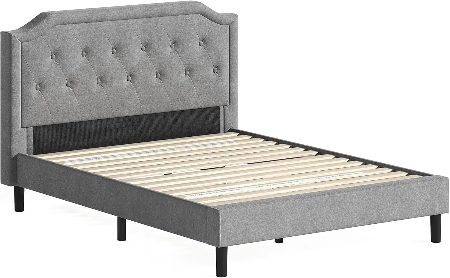 ZINUS Kellen Upholstered Scalloped Platform Bed Frame, Mattress Foundation, Wood Slat Support, No Box Spring Needed, Easy Assembly, Queen