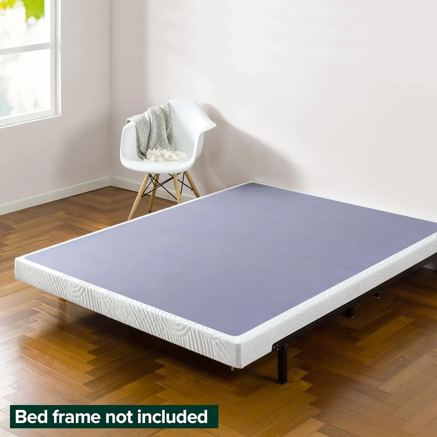 ZINUS Metal Box Spring with Wood Slats, 4 Inch Mattress Foundation, Sturdy Steel Structure, Easy Assembly, Queen