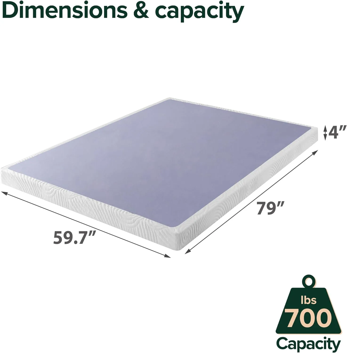 ZINUS Metal Box Spring with Wood Slats, 4 Inch Mattress Foundation, Sturdy Steel Structure, Easy Assembly, Queen
