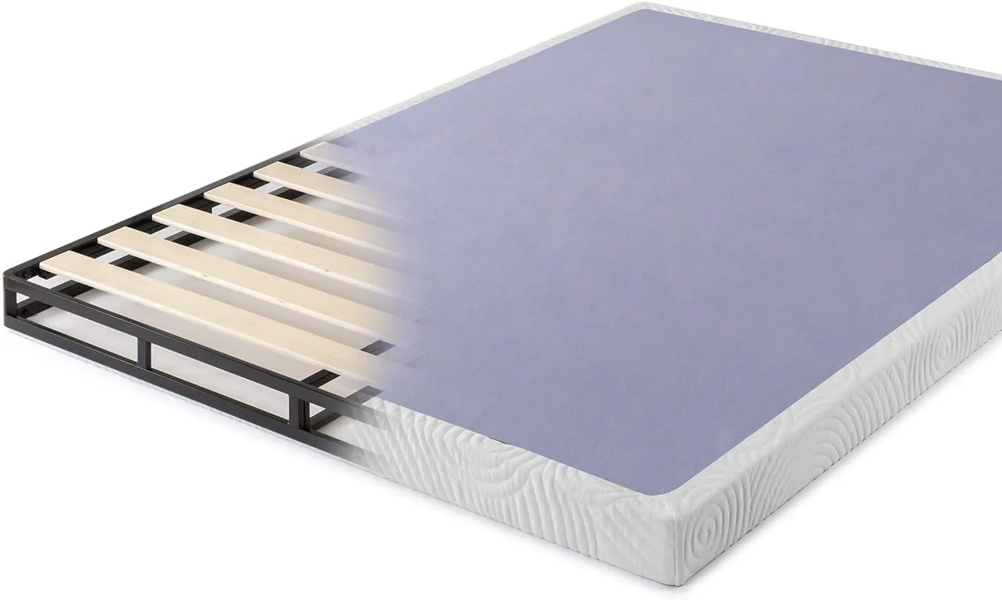 ZINUS Metal Box Spring with Wood Slats, 4 Inch Mattress Foundation, Sturdy Steel Structure, Easy Assembly, Queen