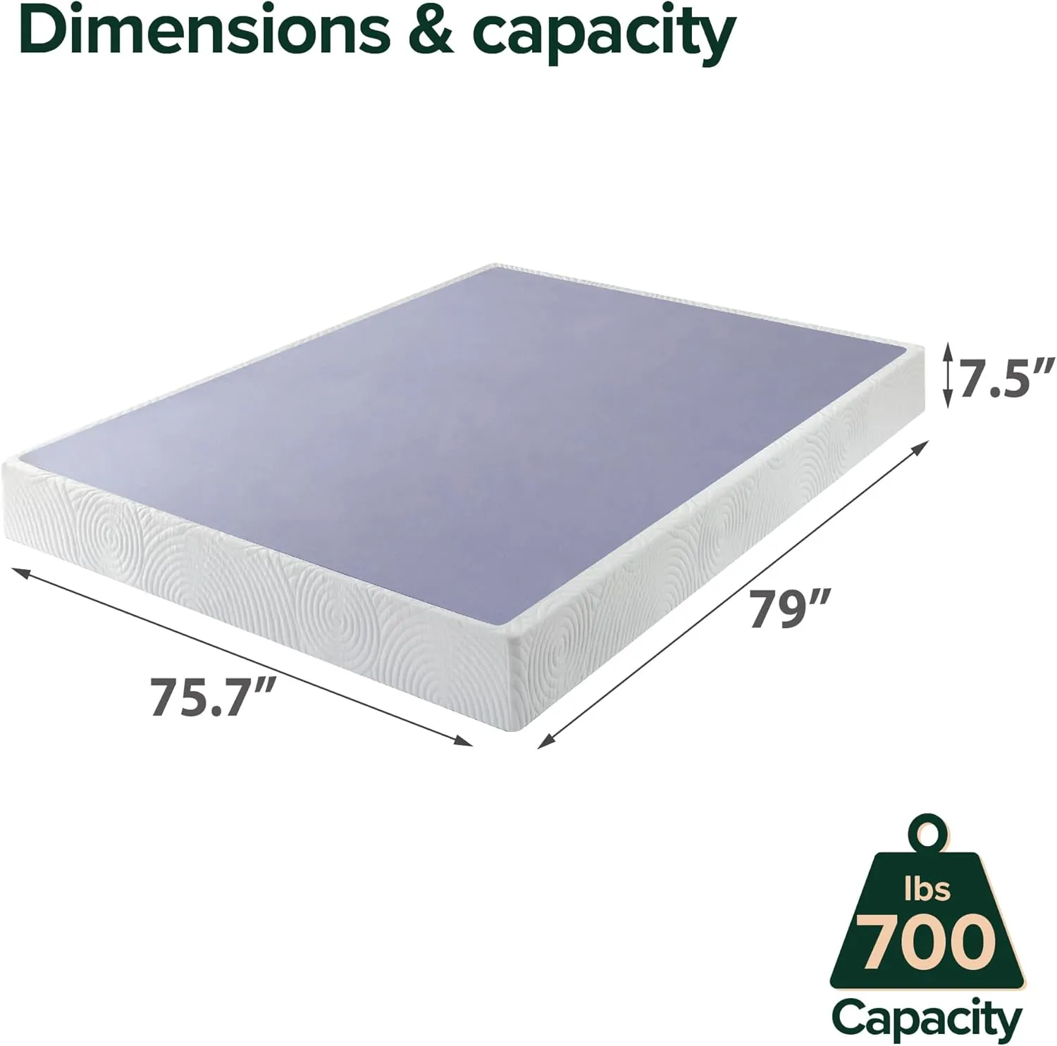 ZINUS Metal Box Spring with Wood Slats, 7.5 Inch Mattress Foundation, Sturdy Steel Structure, Easy Assembly, King