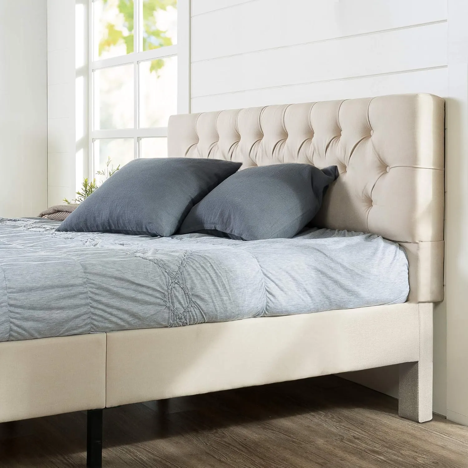 ZINUS Misty Upholstered Platform Bed Frame, Mattress Foundation, Wood Slat Support, No Box Spring Needed, Easy Assembly, Taupe, King
