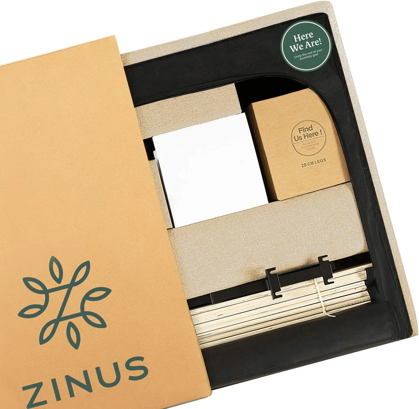 ZINUS Misty Upholstered Platform Bed Frame, Mattress Foundation, Wood Slat Support, No Box Spring Needed, Easy Assembly, Taupe, King