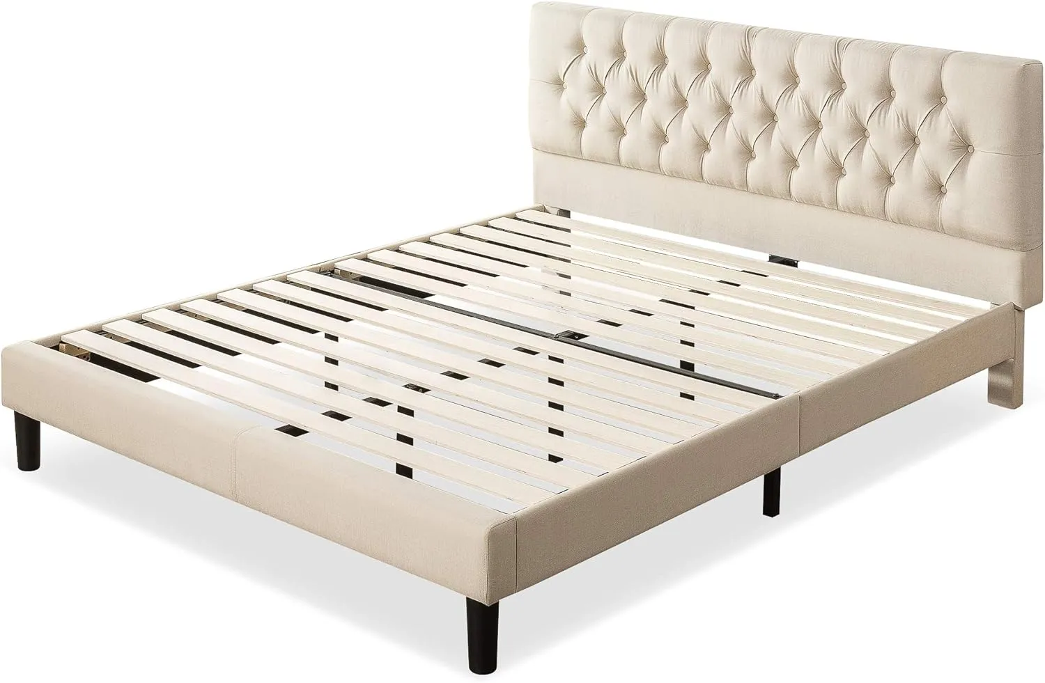 ZINUS Misty Upholstered Platform Bed Frame, Mattress Foundation, Wood Slat Support, No Box Spring Needed, Easy Assembly, Taupe, King