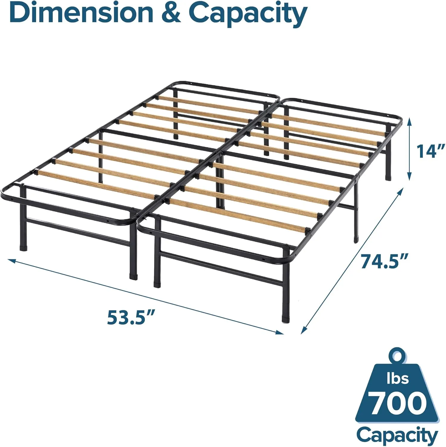 ZINUS SmartBase Essential Mattress Foundation with Bamboo Slats, Metal Platform Bed Frame, Sustainable Bamboo Slat Support, No Box Spring Needed, Easy Assembly, Full