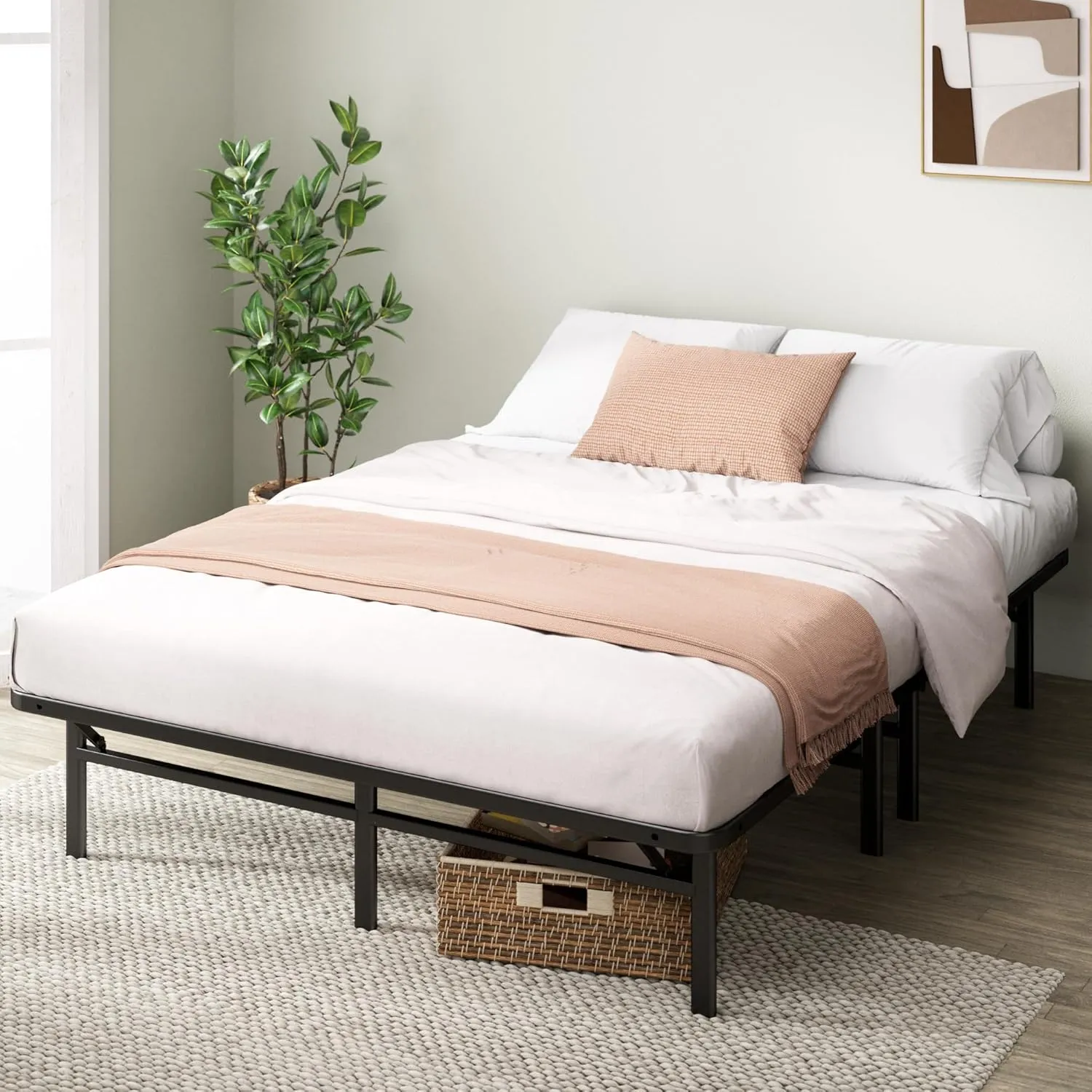 ZINUS SmartBase Super Heavy Duty Mattress Foundation with 4400lbs Weight Capacity, 14 Inch Metal Platform Bed Frame, No Box Spring Needed, Sturdy Steel Frame, Underbed Storage, Queen