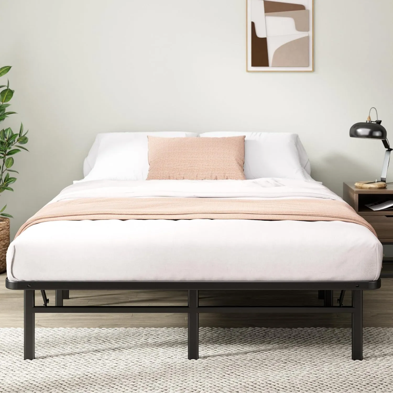ZINUS SmartBase Super Heavy Duty Mattress Foundation with 4400lbs Weight Capacity, 14 Inch Metal Platform Bed Frame, No Box Spring Needed, Sturdy Steel Frame, Underbed Storage, Queen