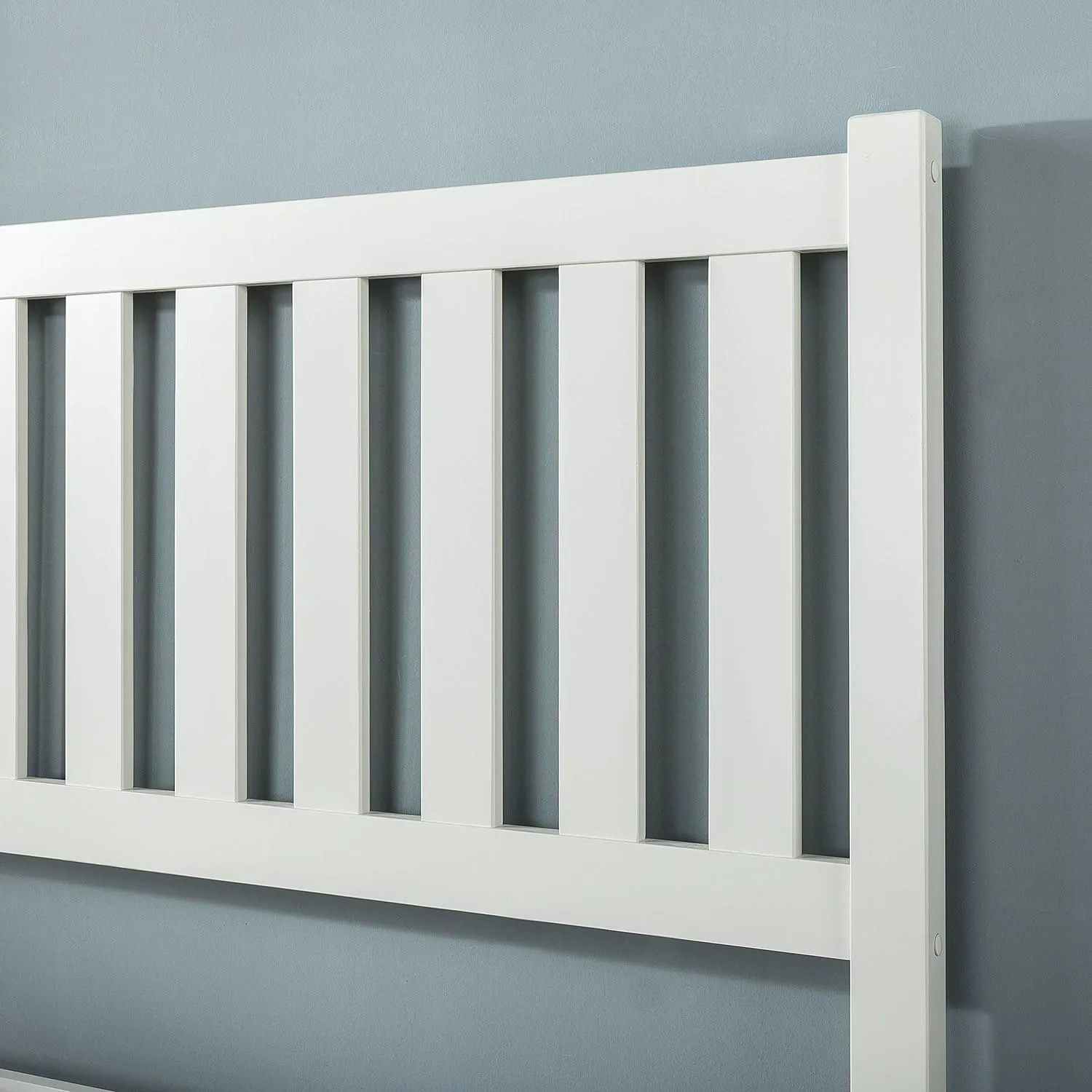 ZINUS Wen Deluxe Platform Bed Frame with Headboard Solid Foundation, Wood Slat Support, No Box Spring Needed. Easy Assembly, Queen, White