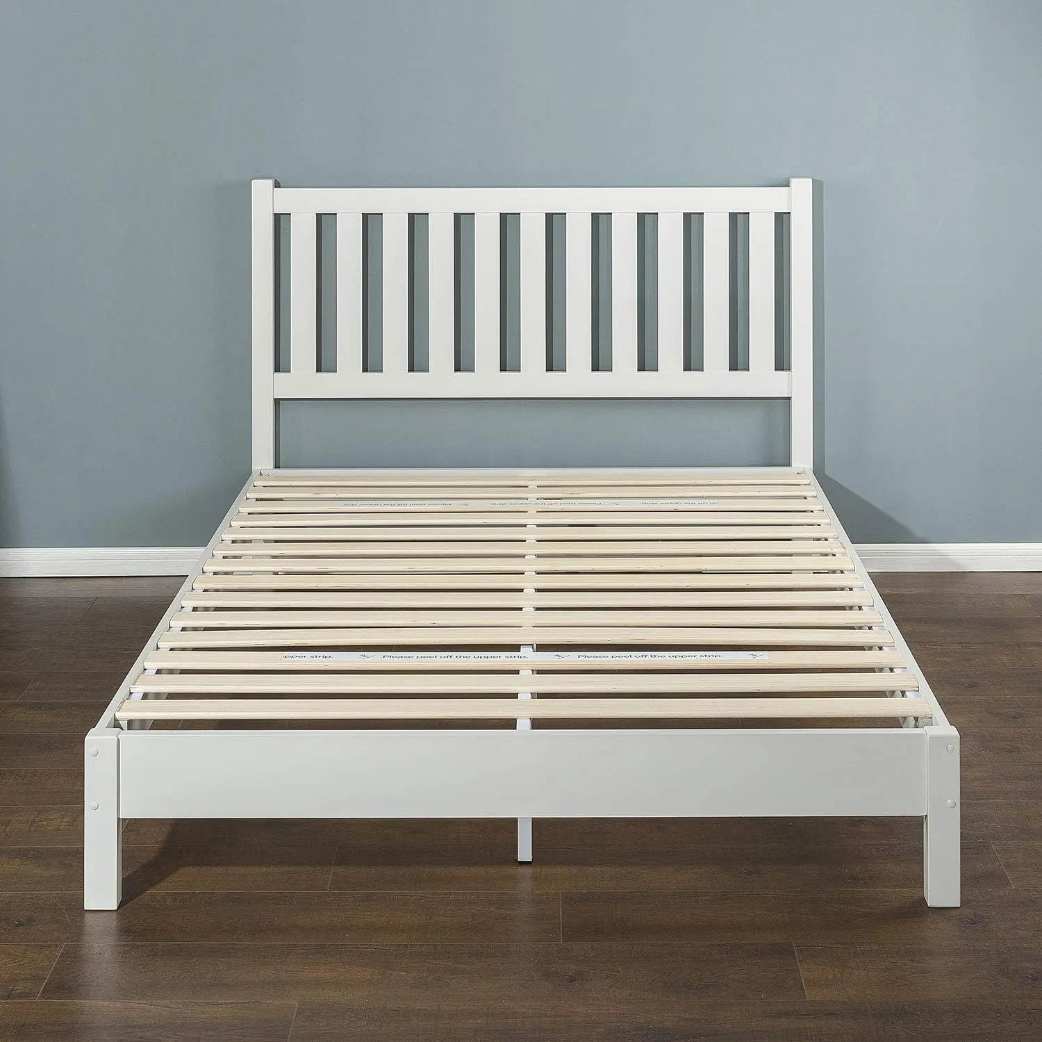 ZINUS Wen Deluxe Platform Bed Frame with Headboard Solid Foundation, Wood Slat Support, No Box Spring Needed. Easy Assembly, Queen, White