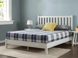 ZINUS Wen Deluxe Platform Bed Frame with Headboard Solid Foundation, Wood Slat Support, No Box Spring Needed. Easy Assembly, Queen, White